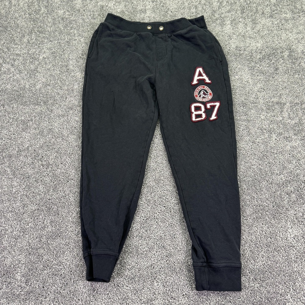 Aero Sweatpants Mens Medium Black Fleece Jogger Elastic Waist Pockets A87 Logo